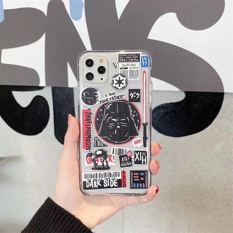 INS hot Graffiti label Transparent phone Case For iPhone 11 Pro Xs MAX XR X 7 8 Plus shockproof bumper Clear soft silicon Cover | Мобильные