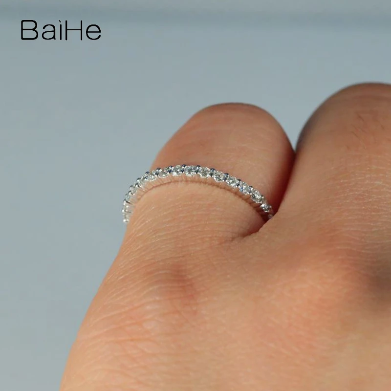 Кольцо BAIHE из настоящего белого золота 18 К с натуральными бриллиантами SI2/H |