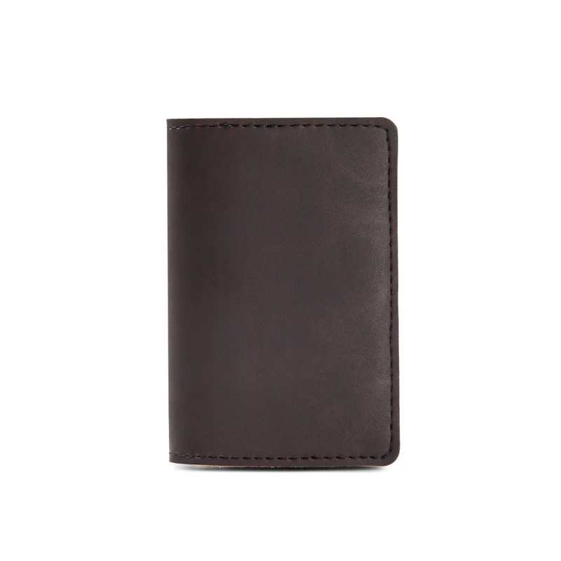 Men Wallet Automatic Credit card holder Crazy Horse Genuine Leather Aluminum Mini Wallet With Back Pocket ID Card RFID Blocking