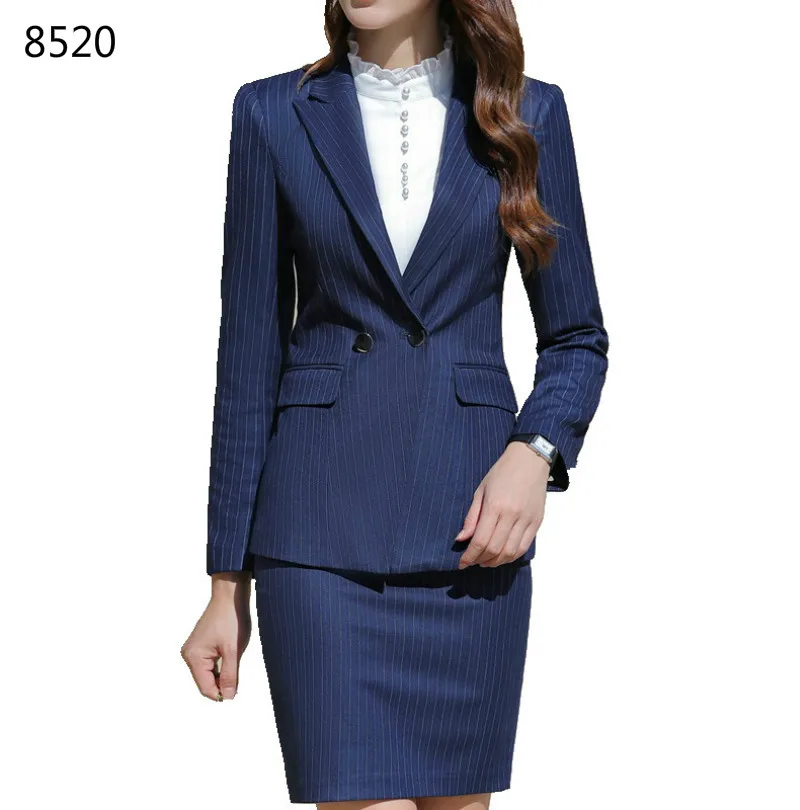 Элегантный женский костюм юбка комплект из двух предметов полосатый блейзер с