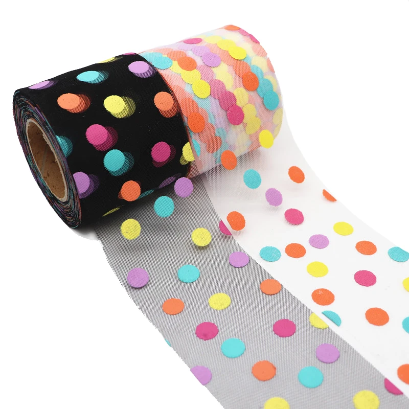 

25 ярдов/рулон, 6 см, Тюль в горошек, рулон, органза, ткань для юбки-пачки, вечерние принадлежности для детского душа, сделай сам, банты для воло...