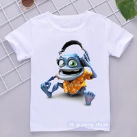 funny boys t shirts crazy frog anime cartoon print childrens tshirts hip hop boy clothes white short sleeved shirt tops