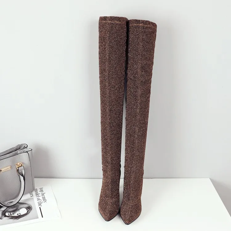 Большие размеры 9 10 11 12 высокие сапоги до бедра выше колена женские женская обувь