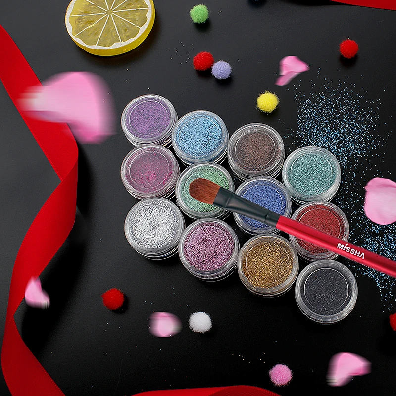 16 видов цветов 1 бутылка окунания ногтей искусство блестящий порошок лазер