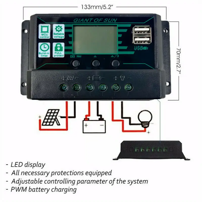 

200W Watt Solar Panel Kit 12Volt Battery Charge Controller for Rv Caravan Boat