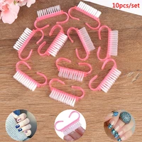 10pcs professional pink nail cleaning clean brush tool file manicure pedicure soft remove dust small angle clear tools sets