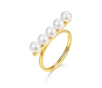 925 sterling silver with 18 k gold pearl statement rings women wedding jewelry punk party designer club cocktail party japan