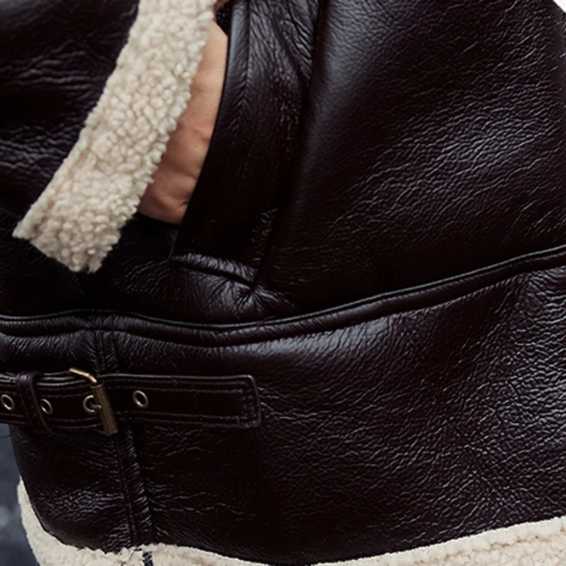 

Black Color Women Sheepskin Fake Fur Coats Russian Winter Warm Woman Faux Fur Leather Coats European Lady Leather Overcoats A304