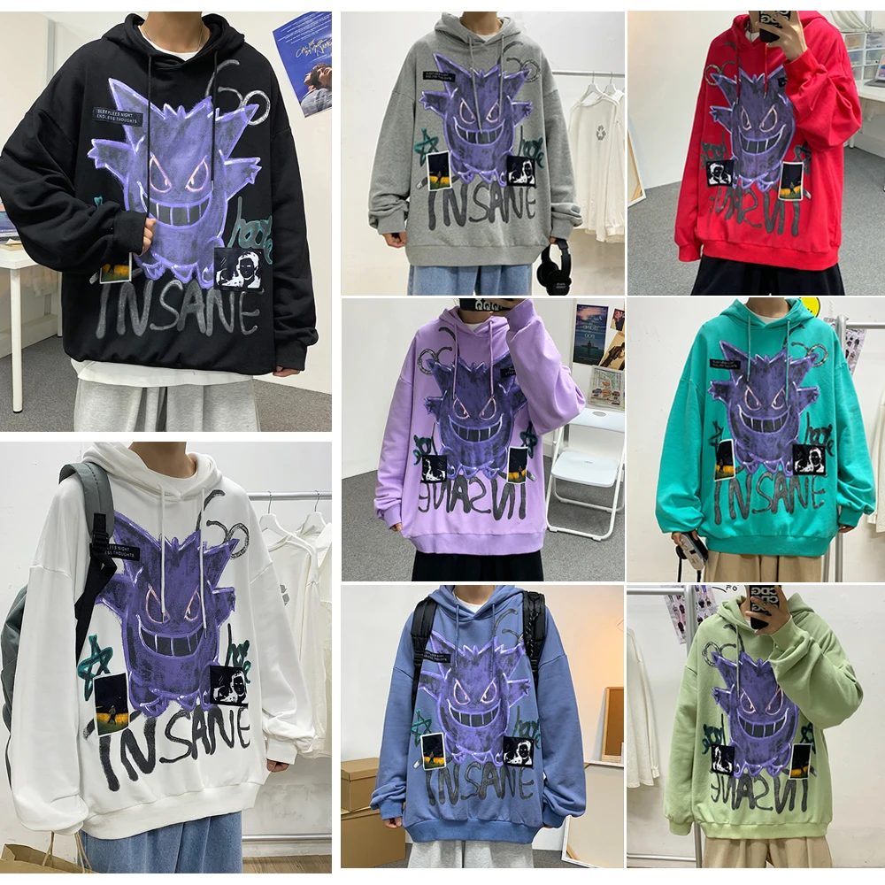 

2021 spring New Devil Hoodie Men Fashion Casual Hoodies Loose Hip Hop Streetwear Men's Sweatshirt Anime Clothes loose Pullover
