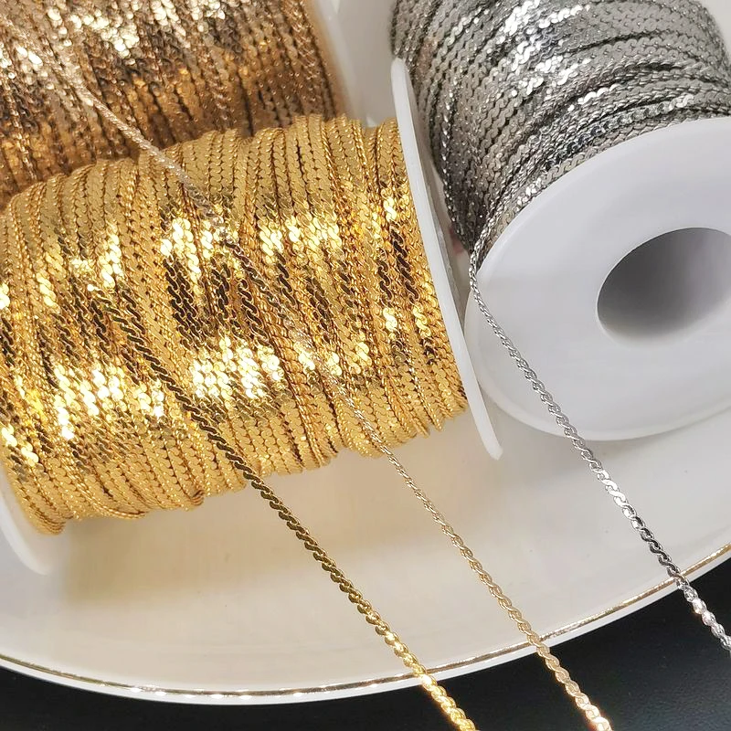 Плоская цепь для ожерелья металлическая медная кабельная цепочка 1 метр без