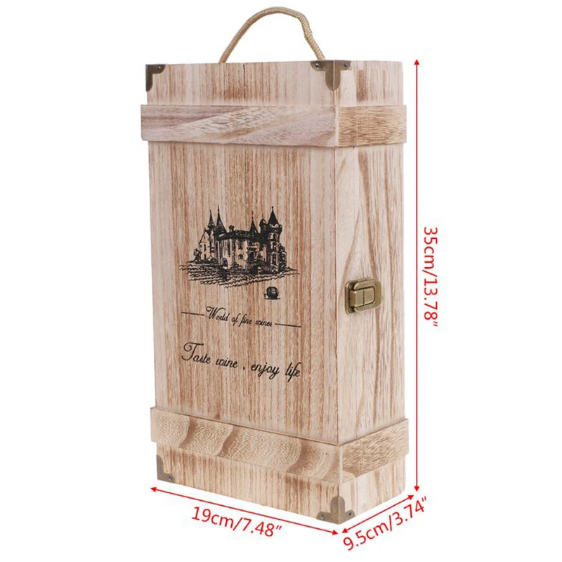Vintage Wood 2 Red Wine Bottle Box Carrier Crate Case Storage Carrying Display Holder Birthday Party Christmas Gift | Дом и сад