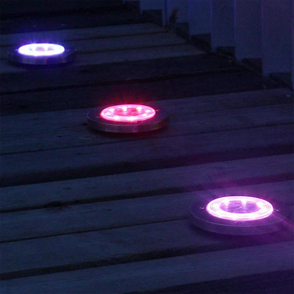 구매 팝 8 LED 야외 태양 정원 조명 방수 지상 빛 태양 램프 조명 통로 마당 잔디 갑판 RGB Led 조명
