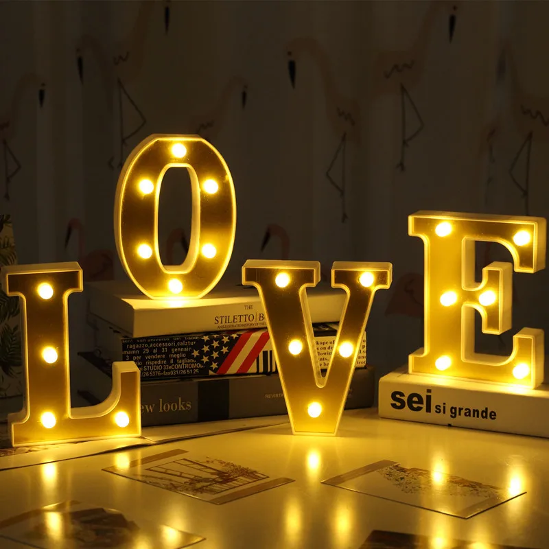 

Leucht 26 Englisch LED Brief Nachtlicht Kreative Alphabet Anzahl Lampe Romantische Hochzeit Geburtstag Party Vorschlagen Dekor