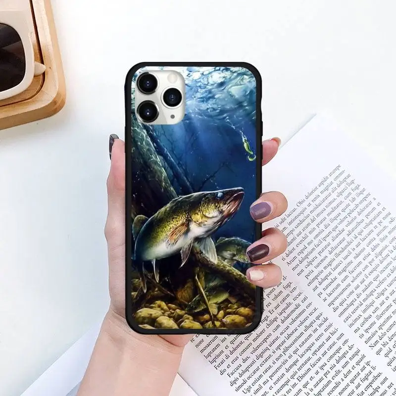 

Hunting Fishing retro art fish Phone Case for iPhone 11 12 mini pro XS MAX 8 7 6 6S Plus X 5S SE 2020 XR Luxury shell funda
