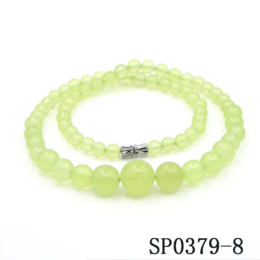 Natural Stone 6-14mm Emeralds Jaspers Round Bead Necklace Fashion Charm Jewelry Woman Girl Christmas Gift Wholesale Price 18inch | Украшения