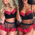 Комплект нижнего белья женский кружевной, пуш-ап бюстгальтер + трусы, 3 шткомплект