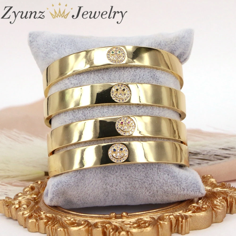 

3 шт., золотистые браслеты с улыбающимся лицом для женщин и мужчин, винтажный Открытый Браслет-манжета, ювелирные изделия