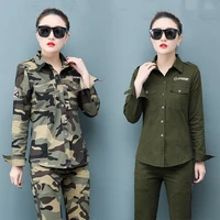 military camouflage long sleeved shirts women fashion cotton loose casual clothing woman military uniform army green shirts top