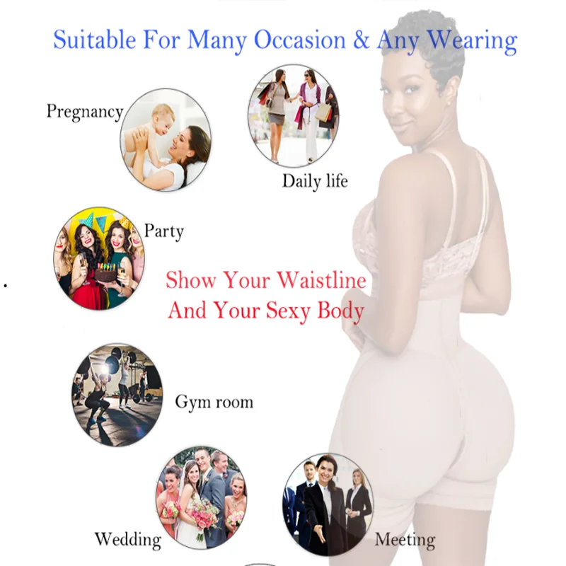 Fajas Colombianas Mujer Butt Lifter Shaper Flatten Abdomen  Adjustable Front Closure Hook-eye BBl Post Op Surgery Supplies Skims