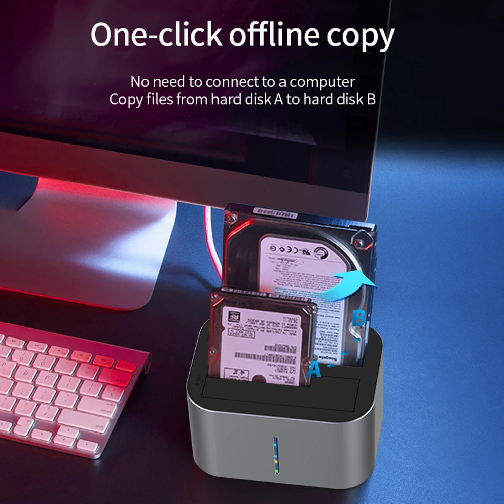 dual bay external hard drive docking station 3 52 5 inch sata to usb 3 0 hdd ssd enclosure box disk case support 14tb free global shipping