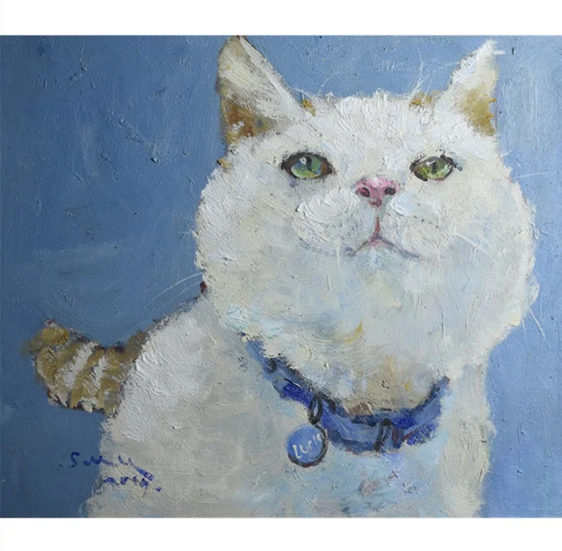 

CX Original Oil Painting Fat Cat Series Simple Modern Style Study Living Room Entrance Painting