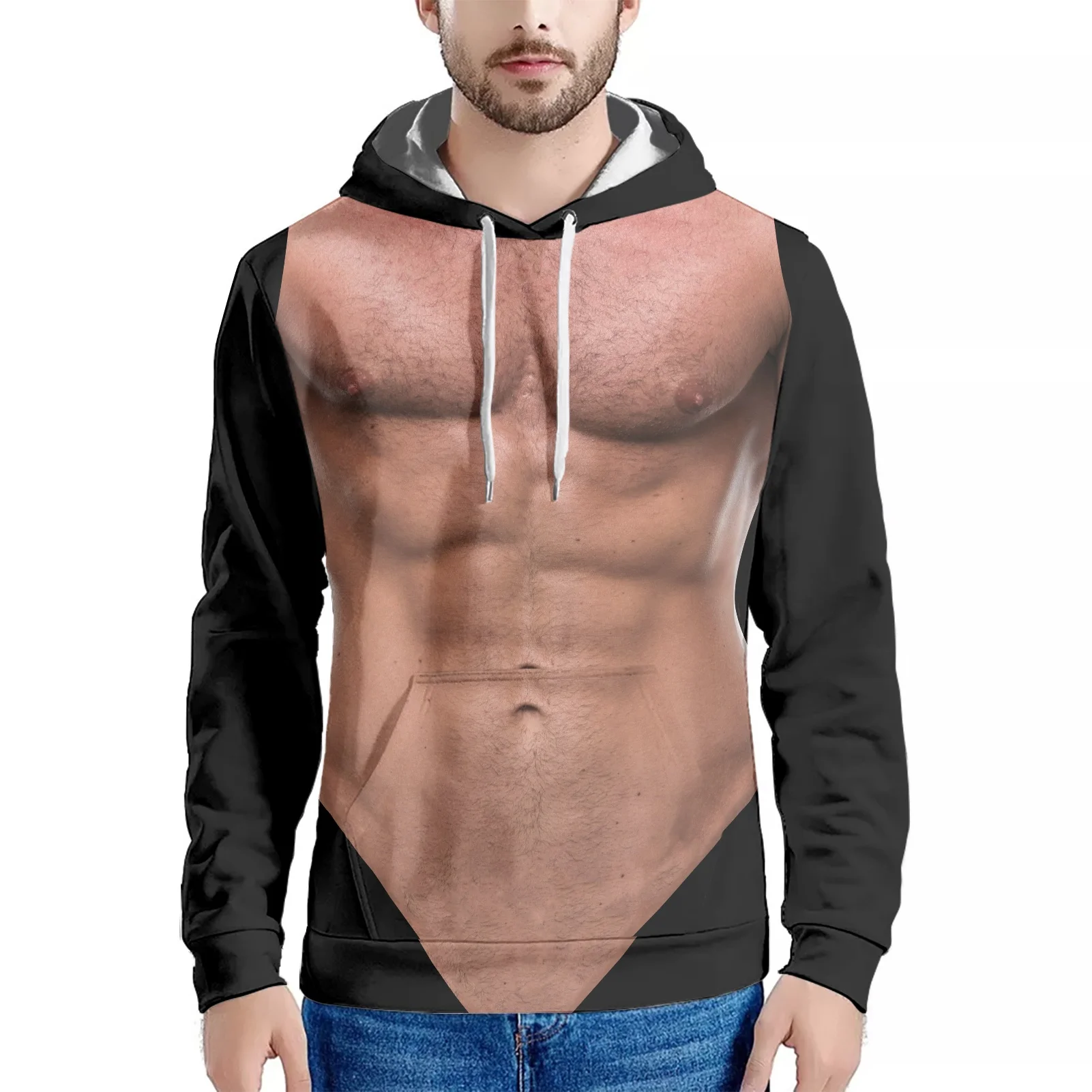 

Hot Selling Funny Six-pack Abs Muscle 3D Print Long Sleeve Hoodie Family Set Boy Oversized Hoodies Matching Men Sweatshirt