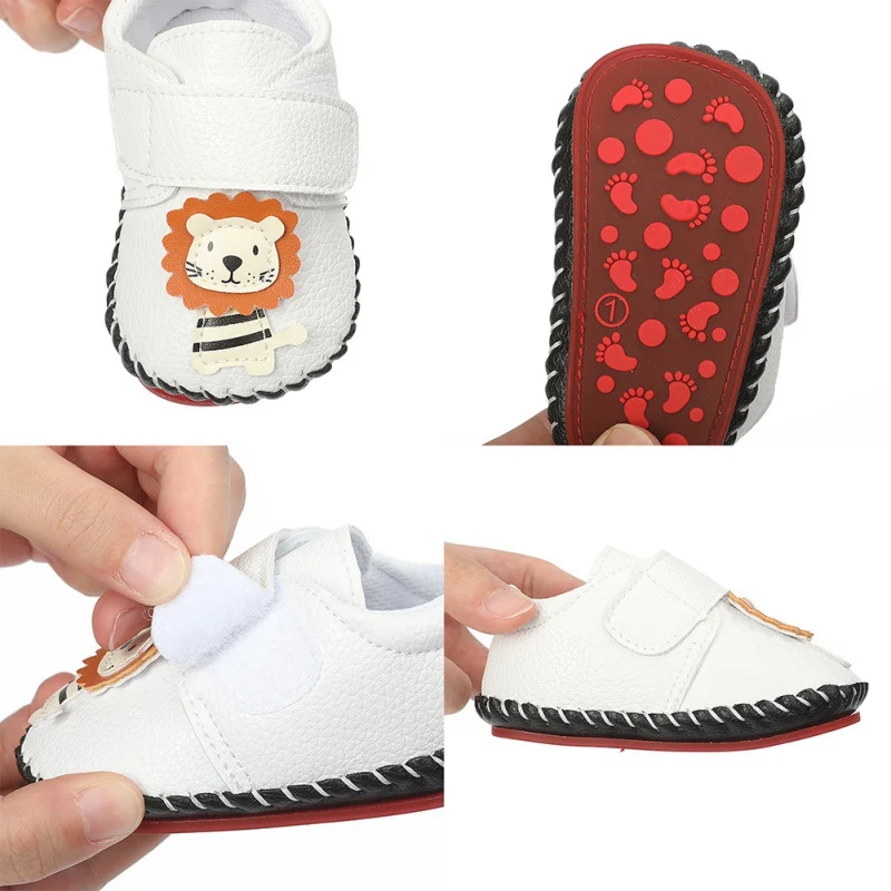 

Baby Prewalkers Girls Cartoon Cute Little Lion Anti-slip Shoes Soft Sole Non-slip First Walkers Newborn PU Leather Shoes