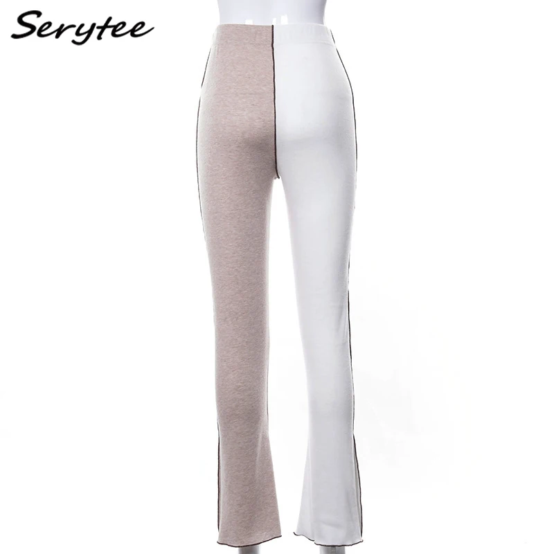 

Serytee Striped Patchwork Fitness Flare Pants Women 2021 Summer High Waist Stretwear Trousers Female Bottom Casual Long Pants