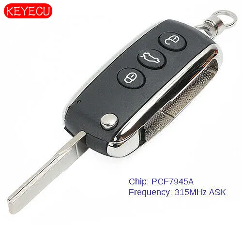 

Keyecu Smart 3B Remote Key Fob 3 Button ASK 315MHz ID46 for Bentley C*ontinental GT GTC Flying Spur