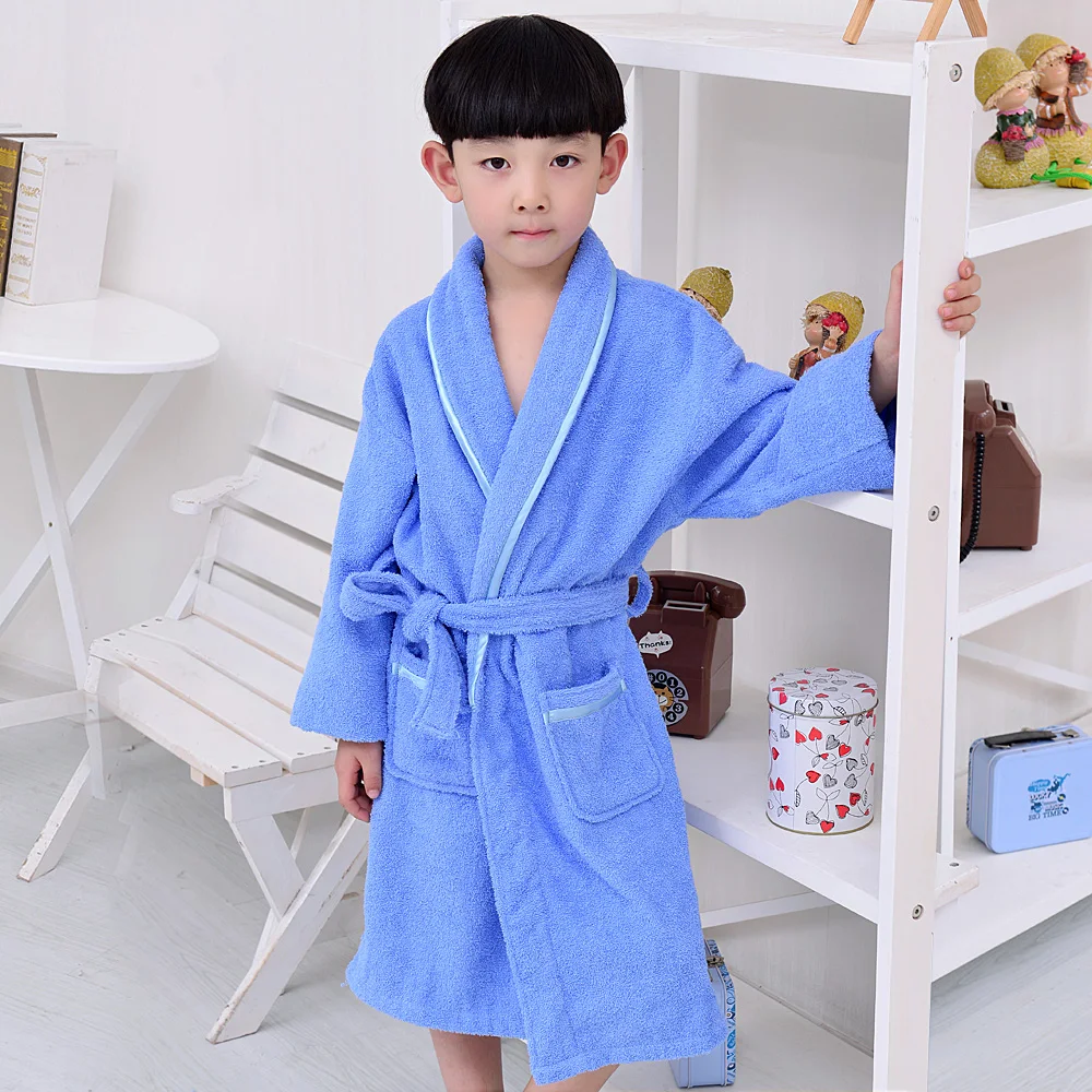 Child Boy Gril 100% cotton bathrobes winter robe nightgown quilted long bathrobe one-piece pajamas