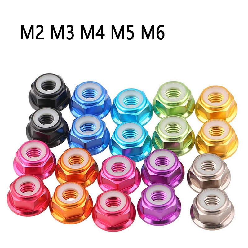 

10PC/Set M2 M3 M4 M5 M6 10 colour Flange Nylon Rivet Nut Rivnut Nuts Aluminum Alloy Hex nylon lock Nuts