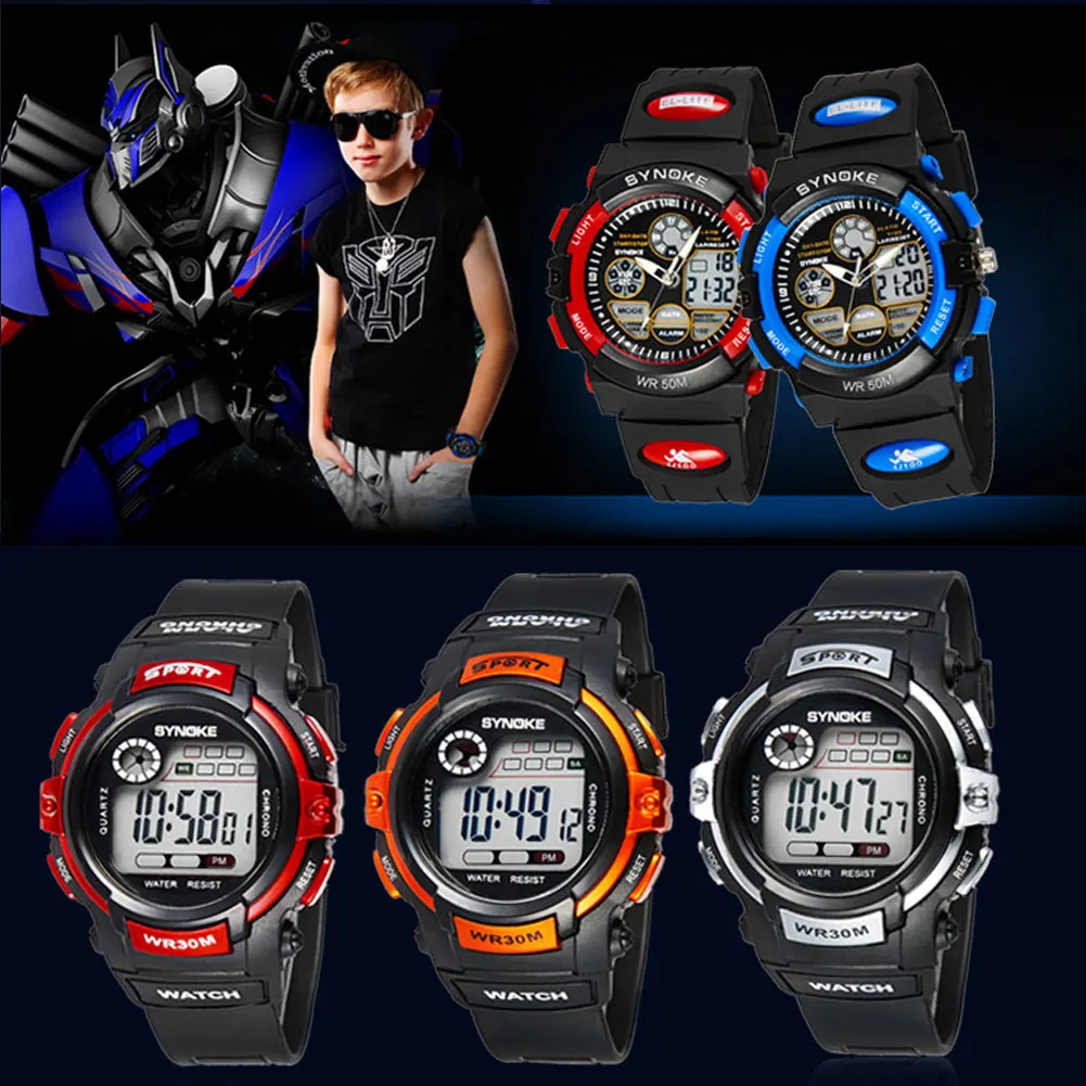 

Child Boys Girls Digital Electronic Waterproof Watch Cute Fabala Luminous Casual Digits Display Wristwatch