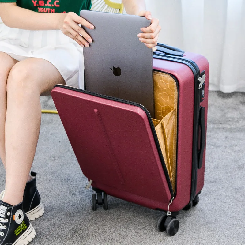 New Front Opening Luggage Bags Men's 20/24 Inch Trolley Case Women's Suitcase Universal Wheel Password Box Large Capacity