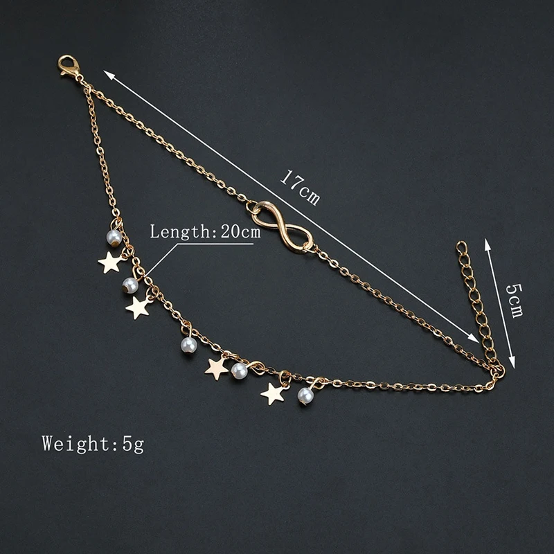 

YADA ins Boho gold 8 Word Anklets Bracelet for Women Double Layer Foot Ankle Summer Beach Barefoot Sandals Ankle Female AT200030