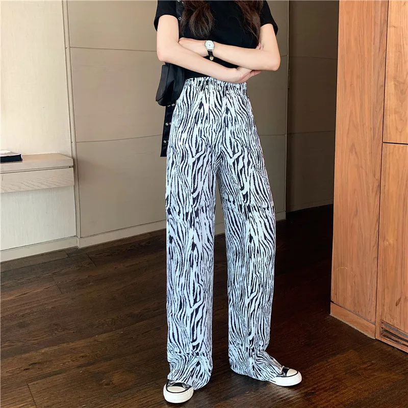 

Pants for women tie-dye wide-leg pants ladies 2021 casual high-waist summer new single size nine-point trousers mujer pantalones