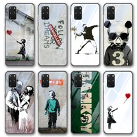 banksy art glass case for samsung galaxy s21 a51 s20 a50 a71 a70 s10 s9 s8 a21s m31 s10e a20 a30 note 20 10 9 8 lite plus ultra