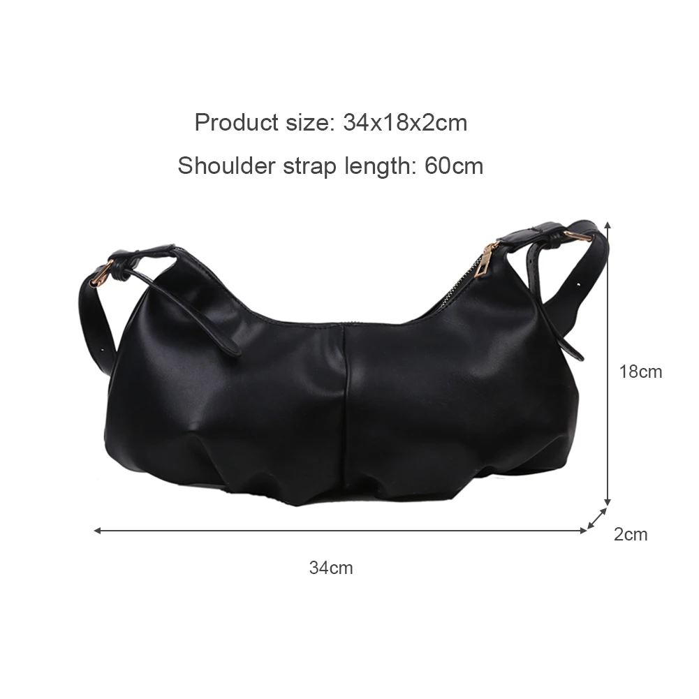 

Fashion Retro Solid Color Crossbody Bag Women Pleated Cloud PU Totes Travel Streetwear Large Capacity Shoulder Messenger Pouch