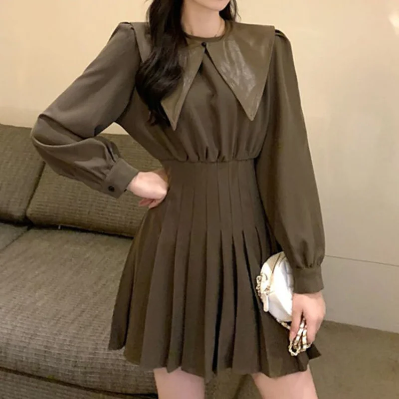 

2021 New Korean Pleated Skirt Women 's Lightly Mature Elegant Lady Waist Slimming Fashion Dress