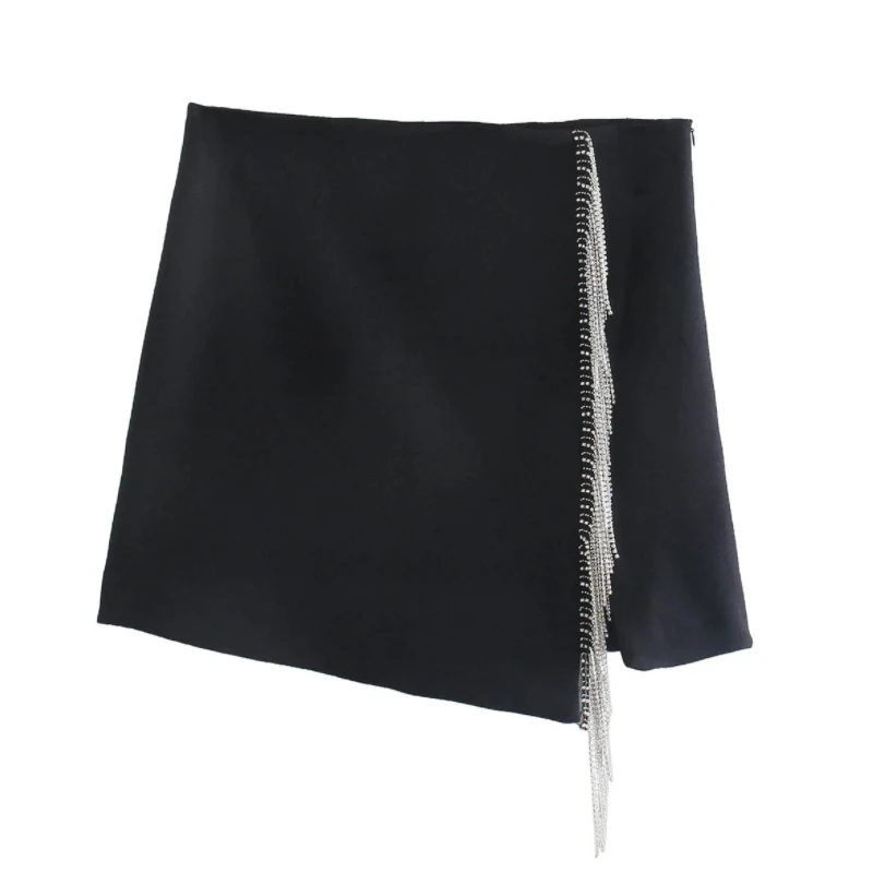 

Hot Sale Women Tassel Decoration Side Slit Mini Skirt Casual Female High Waist Loose Clothes P2501