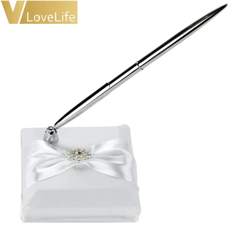 4 шт./компл. Белая лента для гостевой книги с бантом Стразы свадебная церемония