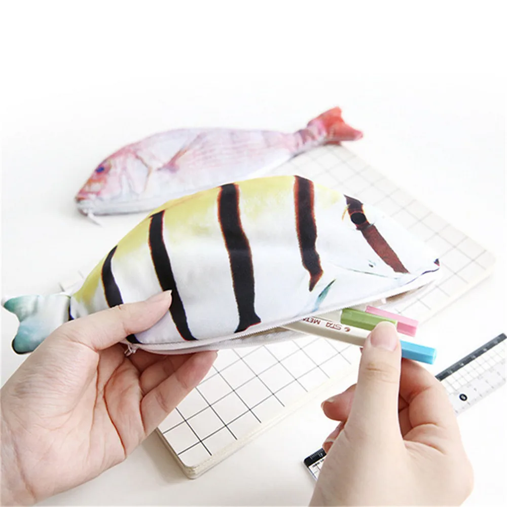 Креативный чехол для карандашей в форме рыбы милый корейский стиль тканевые