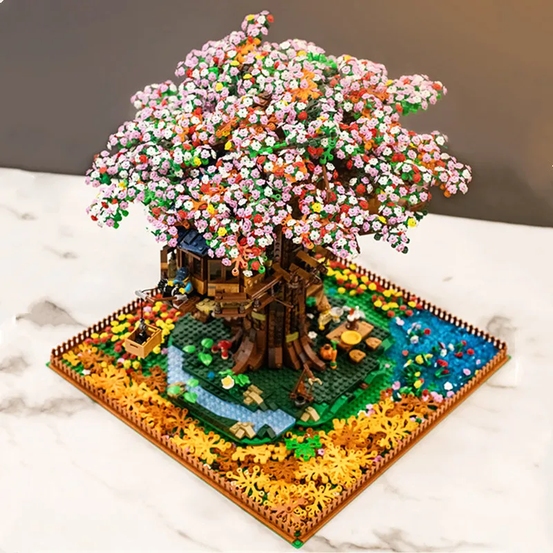 6117 шт город улица вишня дерево дом создатель идеальная серия строительные блоки