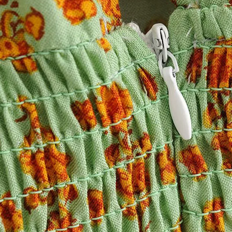 Винтажное цветочное платье в стиле бохо с оборками и кружевными вставками на резинке с длинными рукавами для женщин.