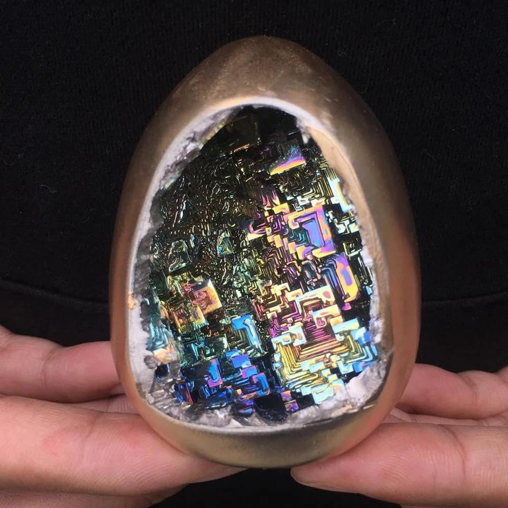 

1PC Natural Bismuth Ore Crystal Egg Stones Energy Reiki Healing Quartz Mineral Specimen Teaching Materials for Home Decoration