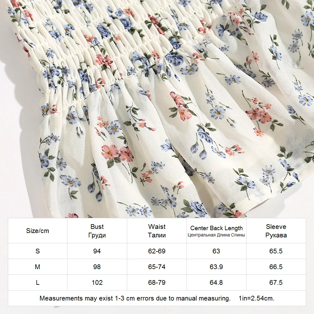 

Summer Dress Sweetheart Neck Tie Puff Long Sleeve Floral Print Ruffle Mini Dress Shirred Sexy Short Bodycon Dresses For Women