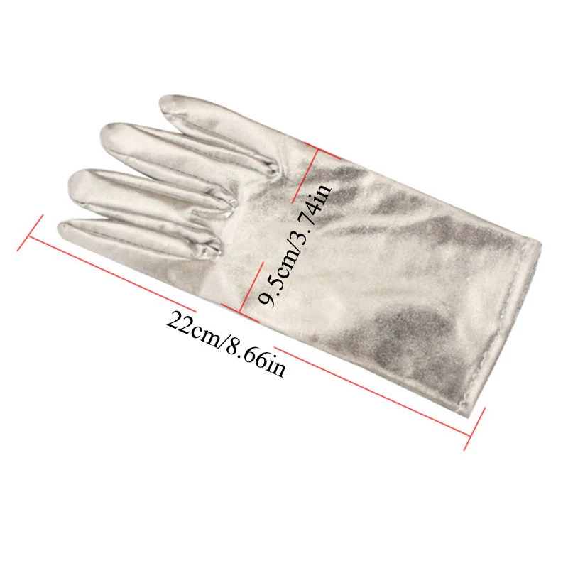 1 Pairs Women Men Patent Leather Gloves Fashion Sexy Unisex Gold Color Etiquette Short Gloves Evening Party Performance Mittens images - 6