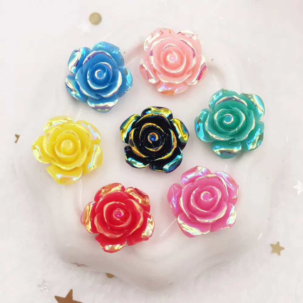 

150PCS Mix Shiny AB Resin 3D 15mm Cute Flower Flatback Stone Scrapbook Crafts Diy Jewelry Making Accessories Supplies PF587