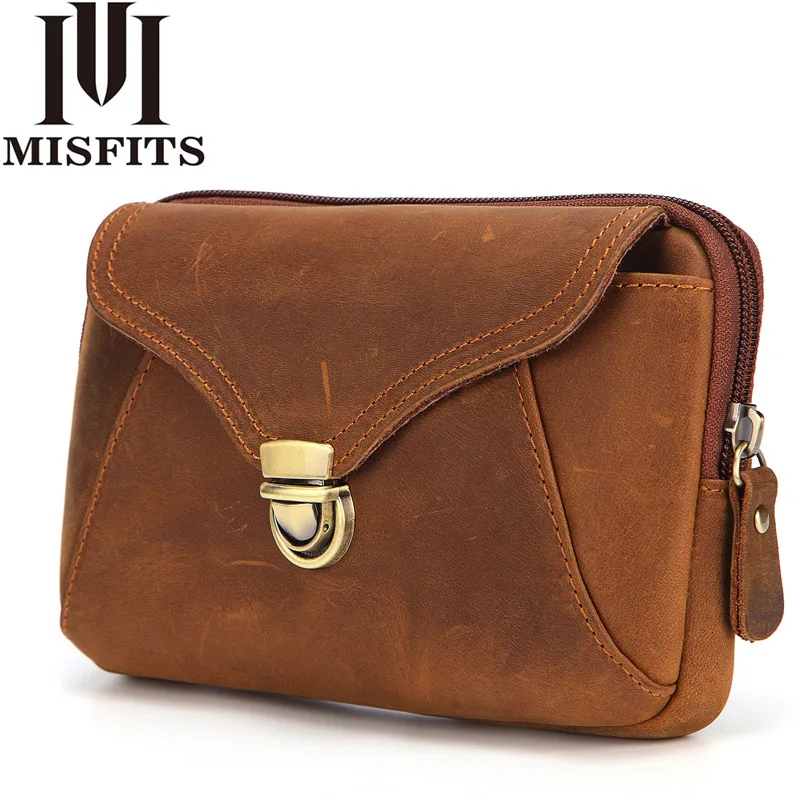 

Horizontal square genuine leather man belt pouch Double-layer cover first layer cowhide waist bag 7-inch mobile phone waist pack