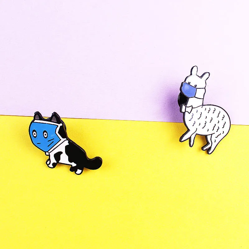 Мультфильм маски животных из цинкового сплава Цинковый Сплав Брошь Мода милый