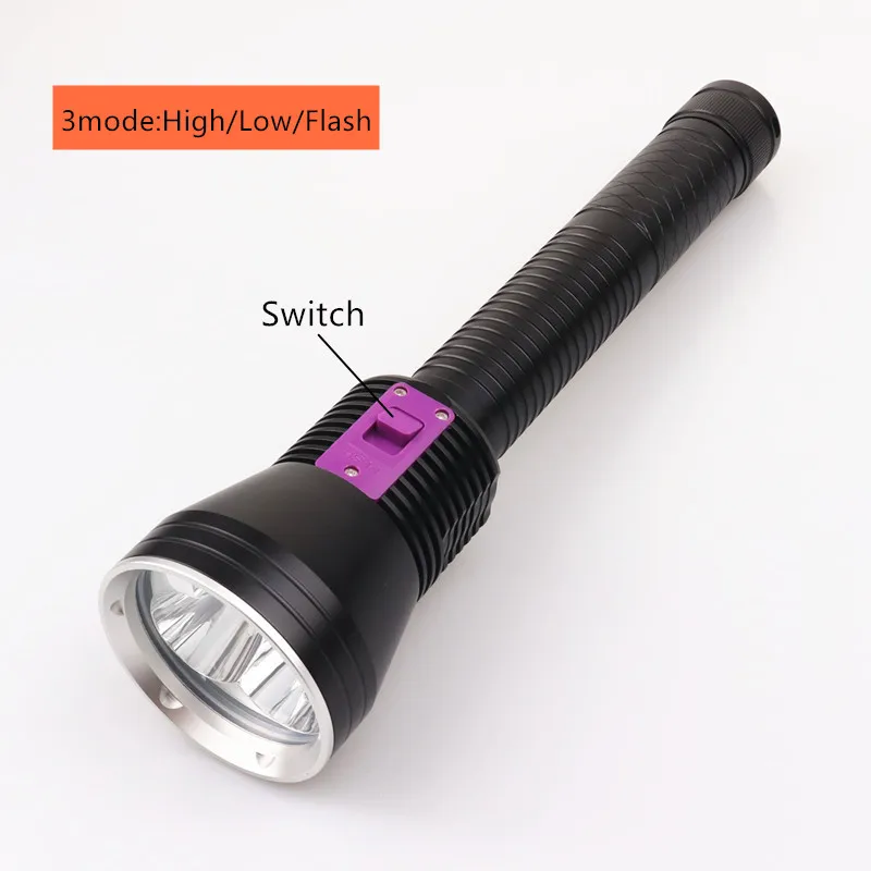 Kaufen 8000lm Tauchen Taschenlampe 3 * XHP 70,2 LED Weiß/Gelb Licht Tauch Taschenlampe Unterwasser 100M Tauch Lampe Power Verwenden 3*26650 Batterie